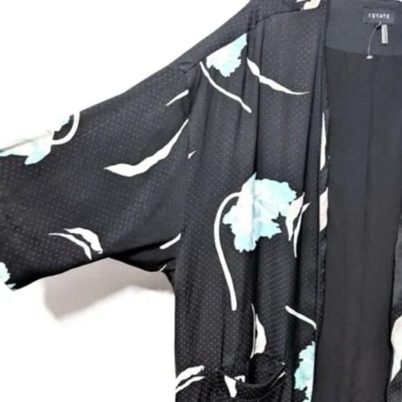NWT 1.STATE Twilight Satin Leaf Duster Kimono L - Picture 3 of 9